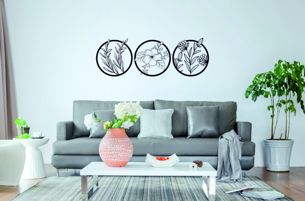 fondo3 Tríptico Hojas y Flores II – 3 piezas, 90 × 35 cm