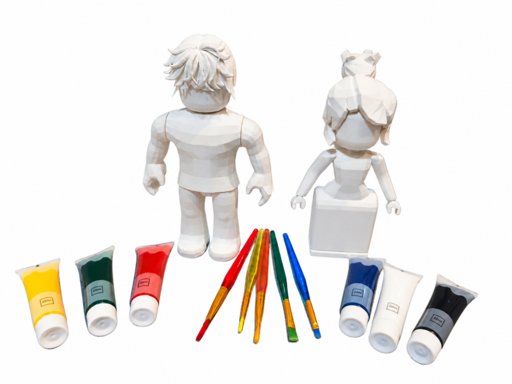 Kit de pintura con pinceles y pinturas acrílicas para decorar una figura de avatar personalizada
