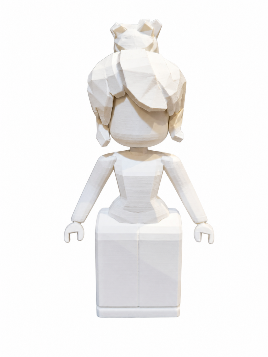 Vista trasera de una figura de avatar personalizada 3D sin pintar